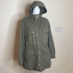 Army Green Canvas Utility Jacket, Streetwear, Unisex size XL